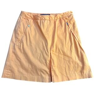 Ralph Lauren Golf Women's Orange Cotton Blend A-Line Skirt‎ Size 8 Zip Pockets
